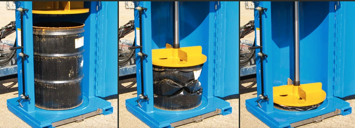 55 Gallon Steel Drum Compacting